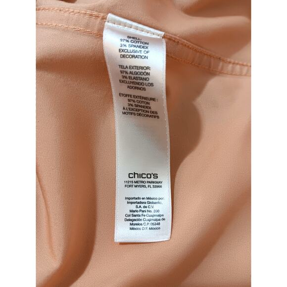 CHICO'S 3 No Iron Shirt Blouse Top Career Casual Professional 16 XL Peach Orange - Picture 6 of 8